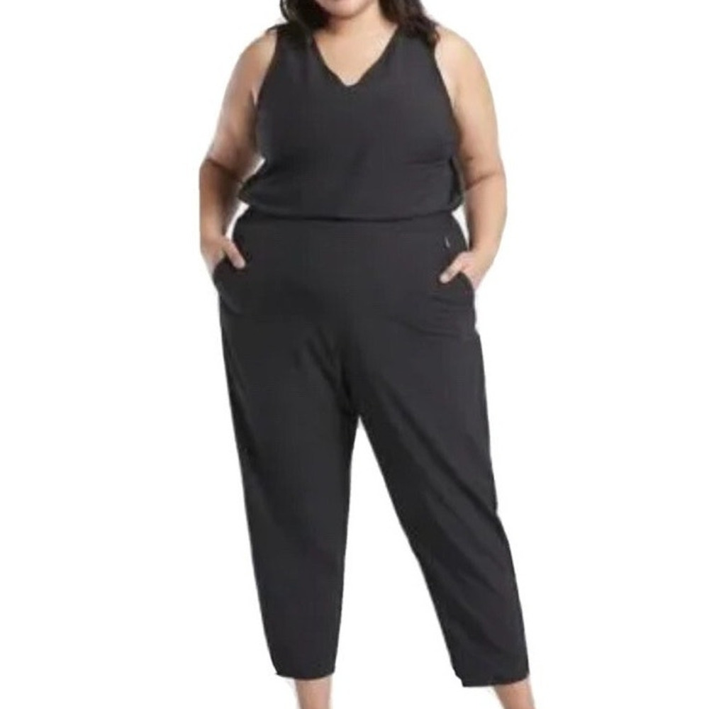 Athleta NWT Brooklyn Jumpsuit Sleeveless Black #981021 Plus Size 24 Lightweight